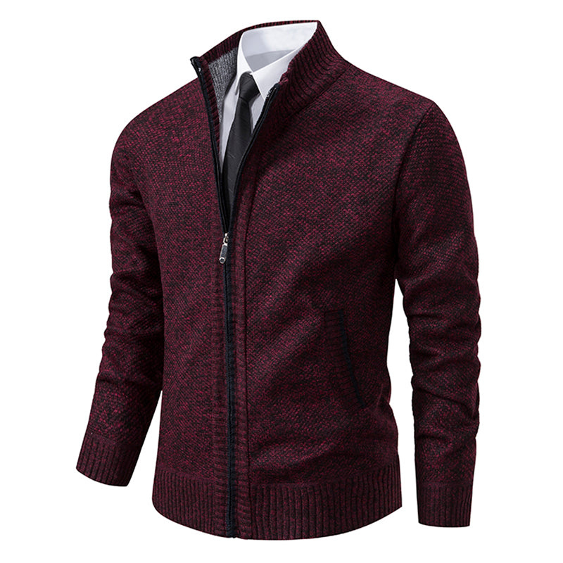 Cardigan med dragkedja för herrar – Smal Passform & Modern Stil