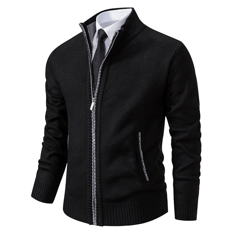 Cardigan med dragkedja för herrar – Smal Passform & Modern Stil