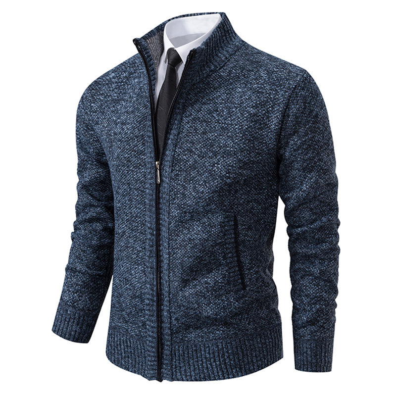 Cardigan med dragkedja för herrar – Smal Passform & Modern Stil