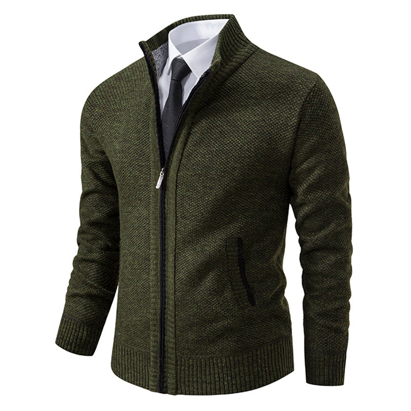 Cardigan med dragkedja för herrar – Smal Passform & Modern Stil