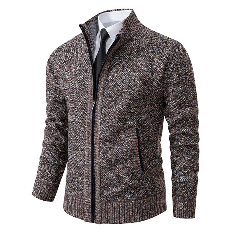 Cardigan med dragkedja för herrar – Smal Passform & Modern Stil