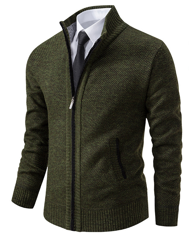 Cardigan med dragkedja för herrar – Smal Passform & Modern Stil