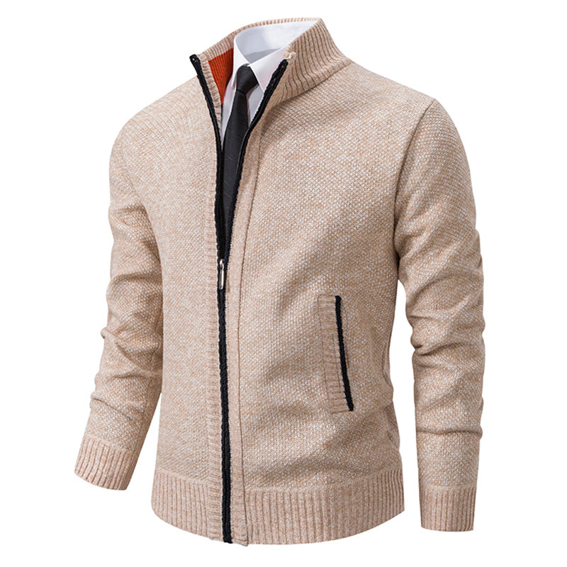 Cardigan med dragkedja för herrar – Smal Passform & Modern Stil