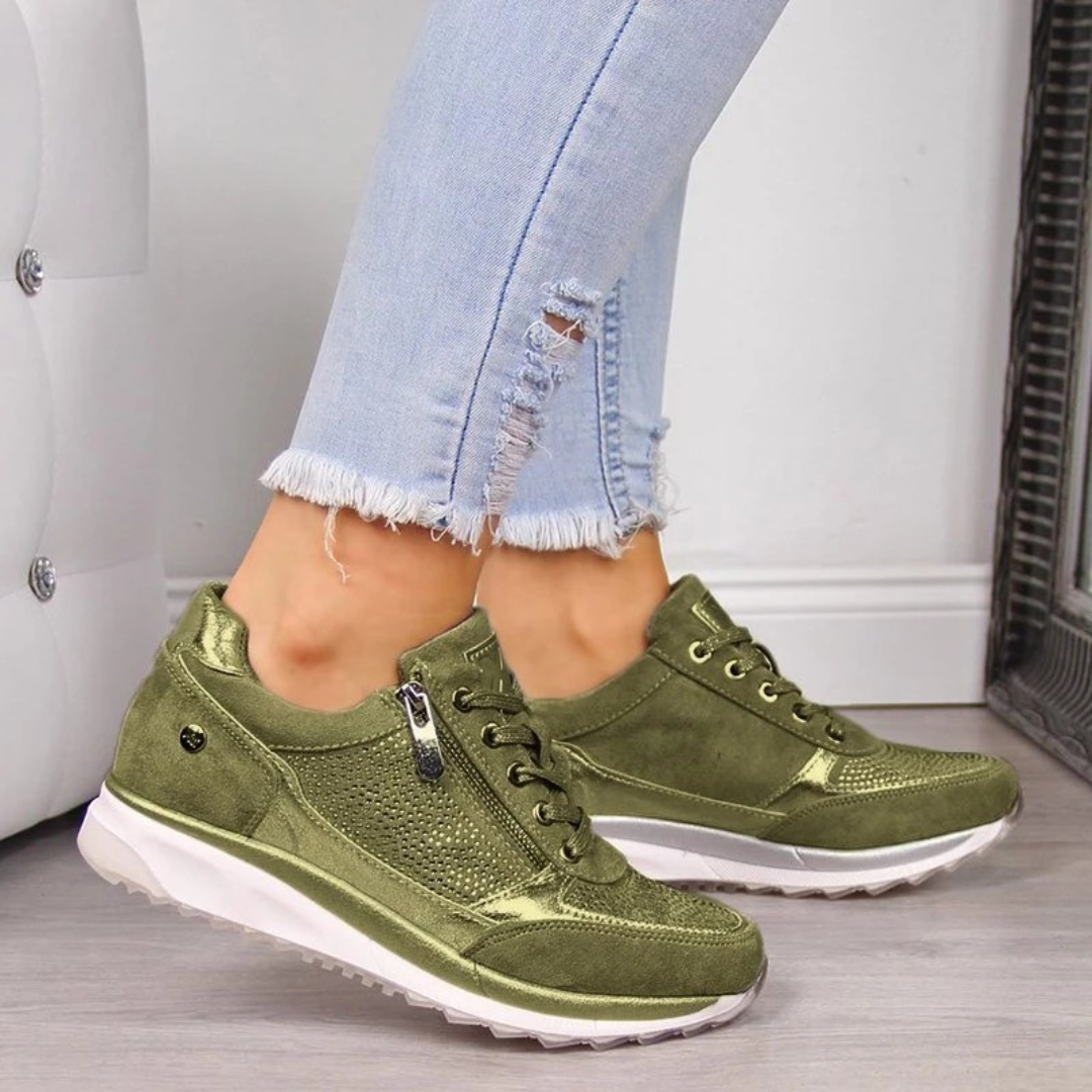 Dam sneakers med sidodragkedja