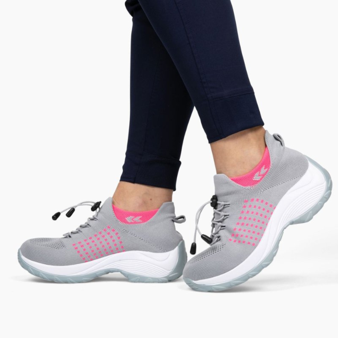 Dam sneakers med stretchtyg & gummisula