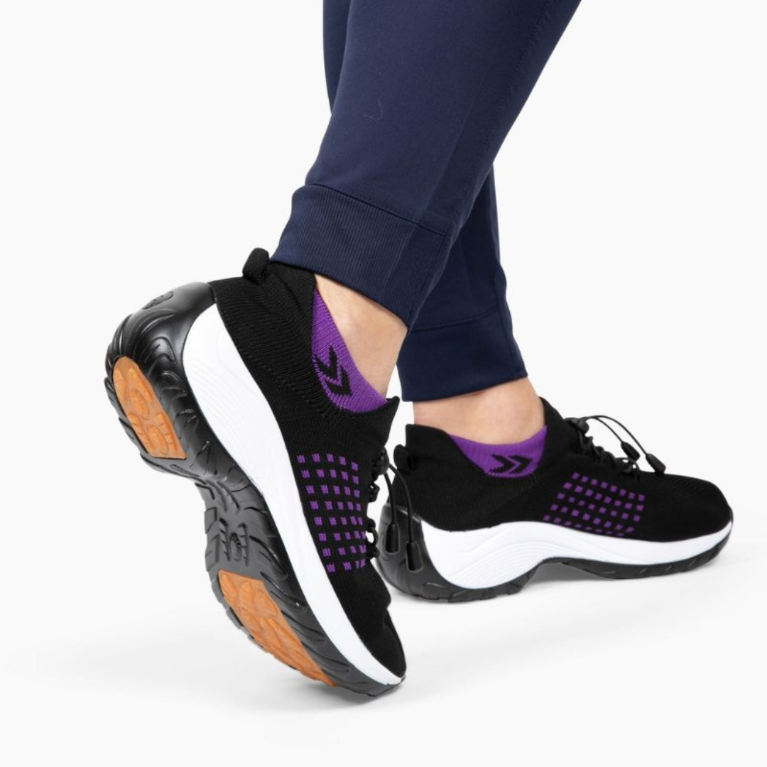 Dam sneakers med stretchtyg & gummisula