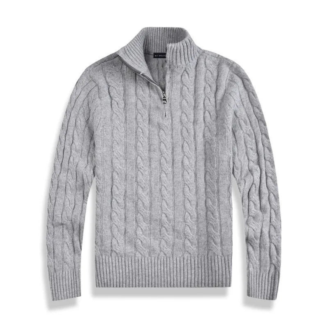 Herr Kabelstickad Half-Zip Tröja | Klassisk