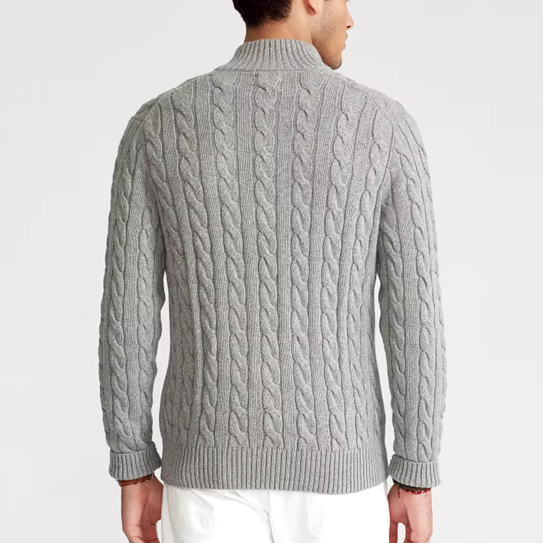 Herr Kabelstickad Half-Zip Tröja | Klassisk