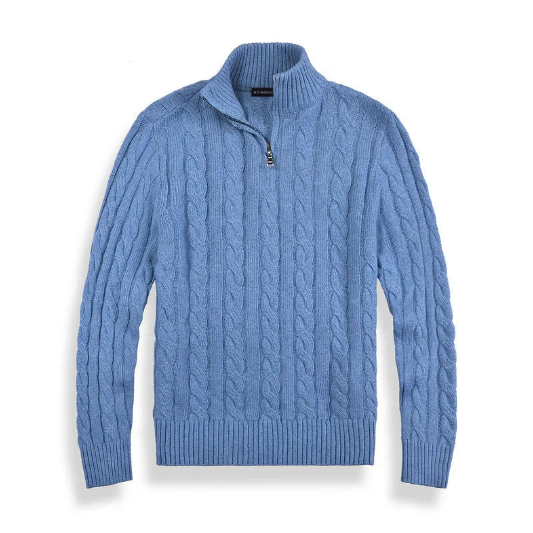 Herr Kabelstickad Half-Zip Tröja | Klassisk
