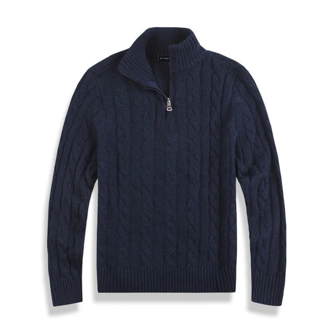 Herr Kabelstickad Half-Zip Tröja | Klassisk