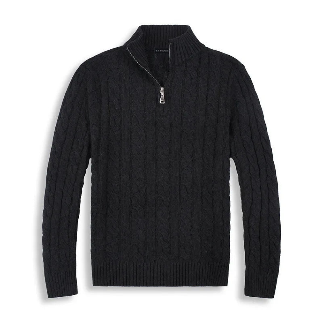 Herr Kabelstickad Half-Zip Tröja | Klassisk