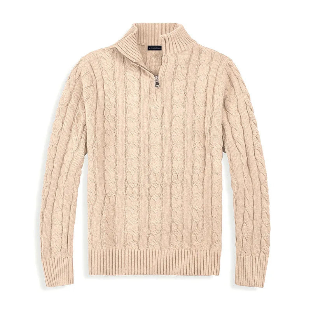 Herr Kabelstickad Half-Zip Tröja | Klassisk