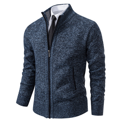 Cardigan med dragkedja för herrar – Smal Passform & Modern Stil