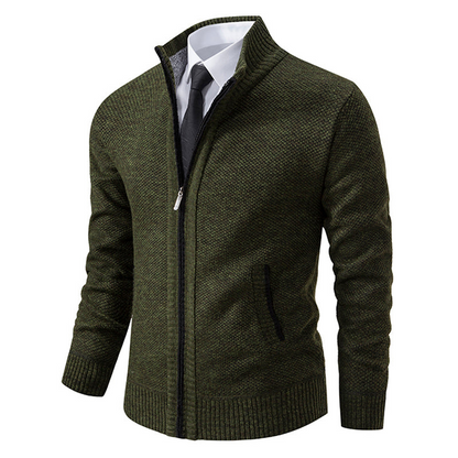 Cardigan med dragkedja för herrar – Smal Passform & Modern Stil