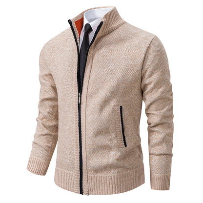 Cardigan med dragkedja för herrar – Smal Passform & Modern Stil