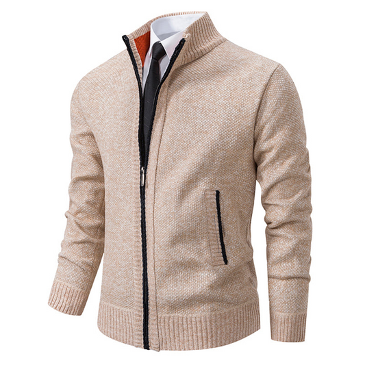 Cardigan med dragkedja för herrar – Smal Passform & Modern Stil
