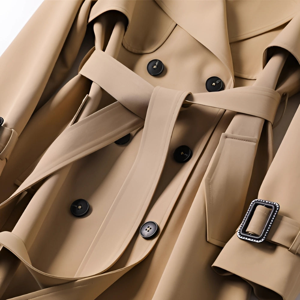 Dam trenchcoat | Klassisk dubbelknäppt utformning