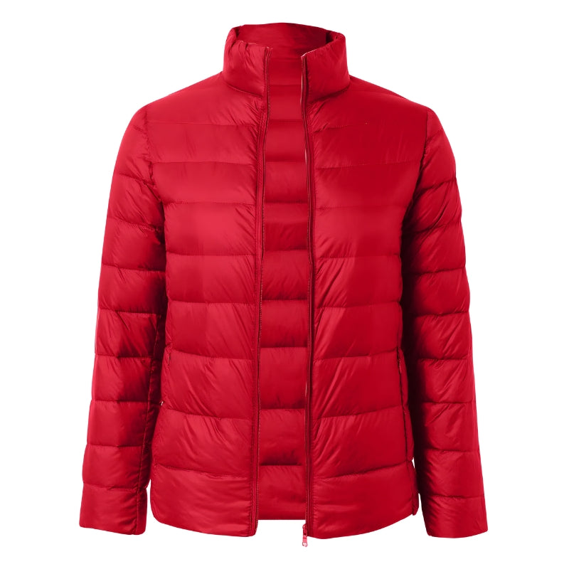 Damjacka med huva och vadderad design