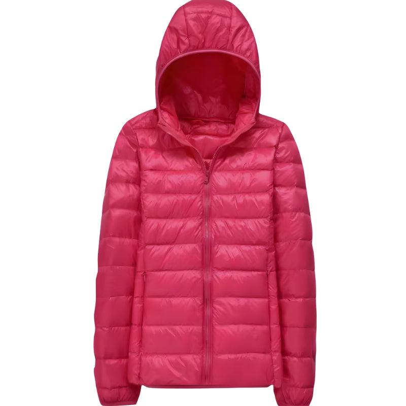 Damjacka med huva och vadderad design