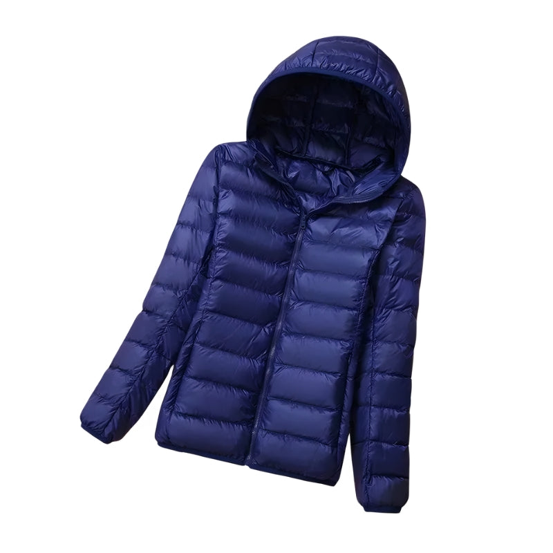 Damjacka med huva och vadderad design