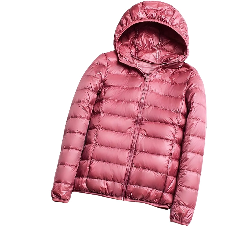 Damjacka med huva och vadderad design