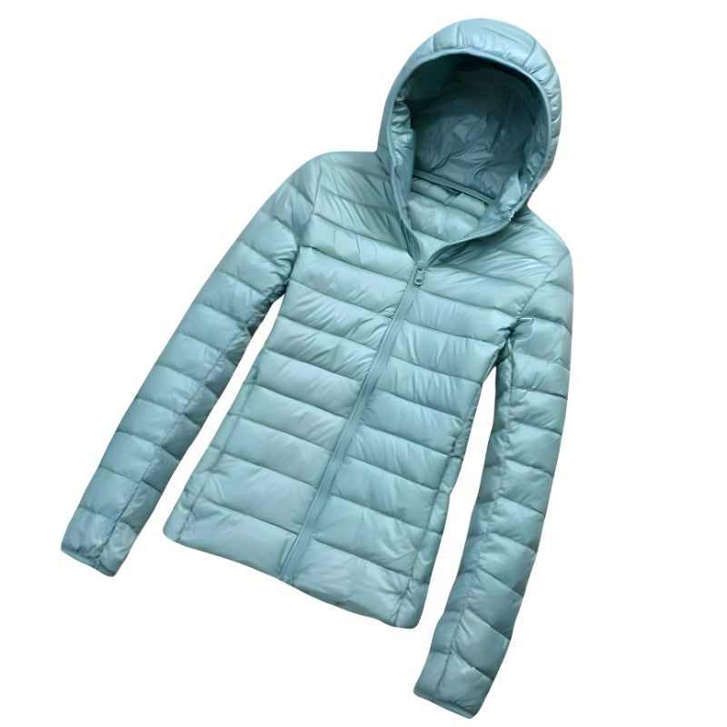 Damjacka med huva och vadderad design