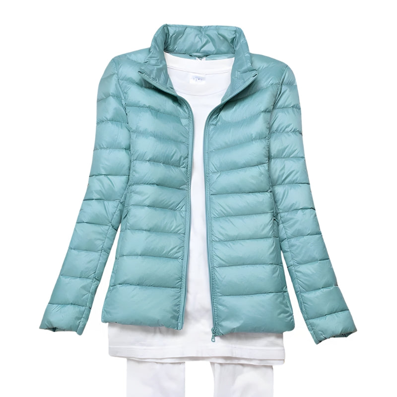 Damjacka med huva och vadderad design