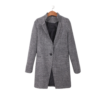 Damtrenchcoat med hundtandsmönster och nedfällbar krage för vintern