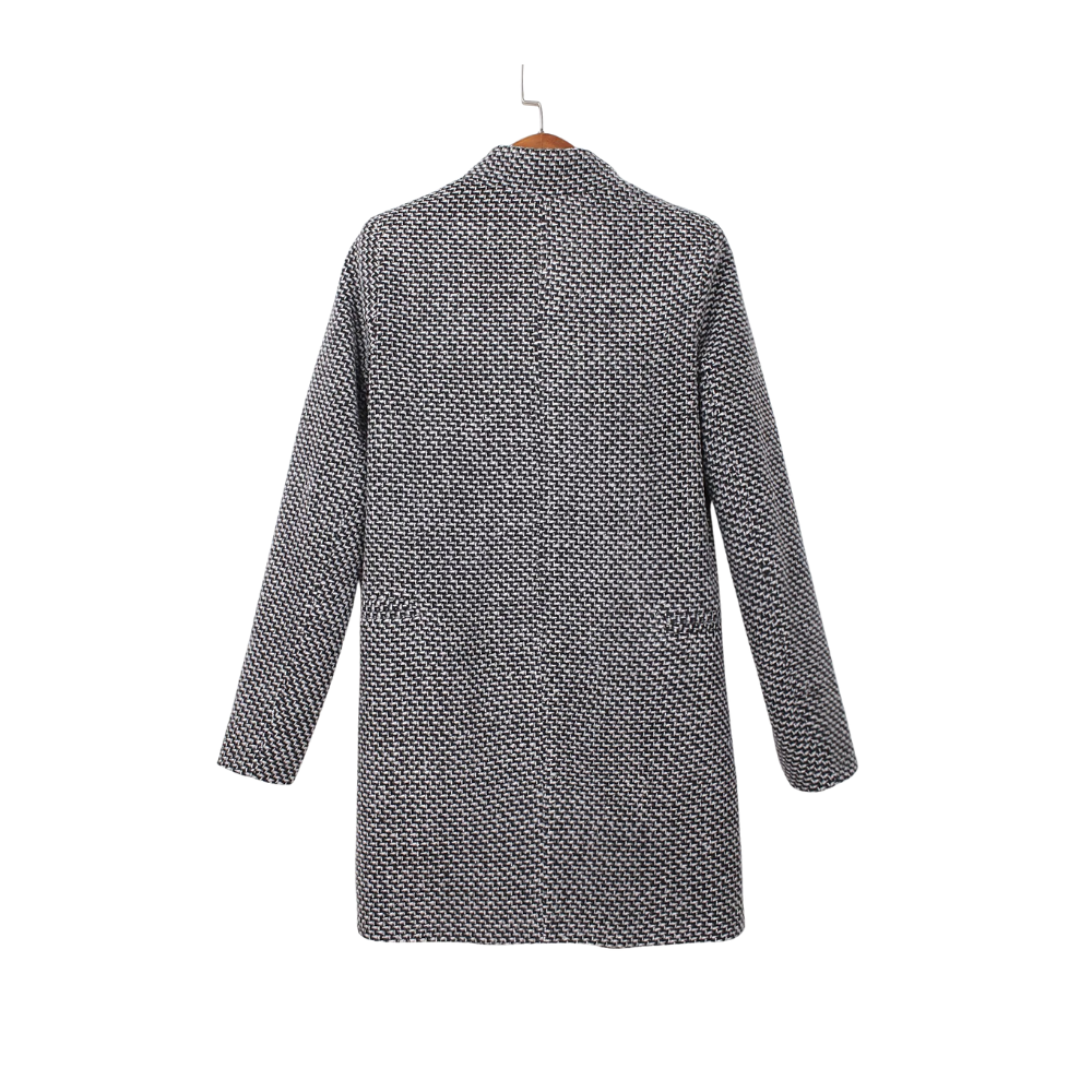 Damtrenchcoat med hundtandsmönster och nedfällbar krage för vintern