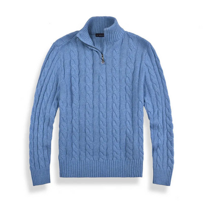 Herr Kabelstickad Half-Zip Tröja | Klassisk