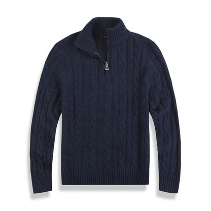 Herr Kabelstickad Half-Zip Tröja | Klassisk