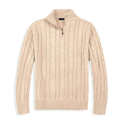 Herr Kabelstickad Half-Zip Tröja | Klassisk