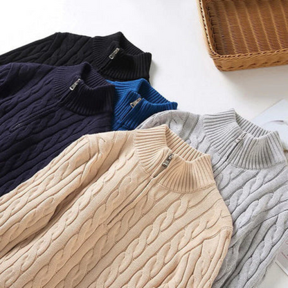 Herr Kabelstickad Half-Zip Tröja | Klassisk