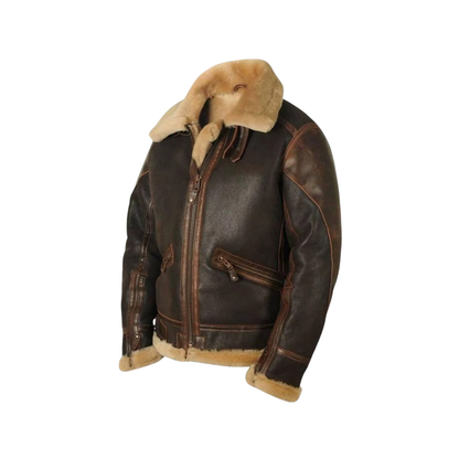 Herrvinterjacka med plyschfoder och krage i pilotmodell