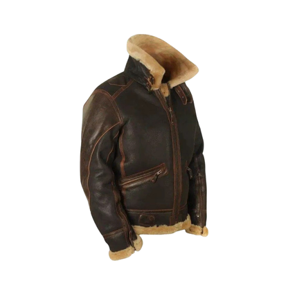 Herrvinterjacka med plyschfoder och krage i pilotmodell