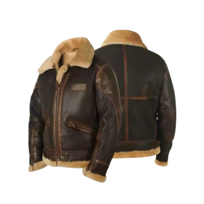 Herrvinterjacka med plyschfoder och krage i pilotmodell